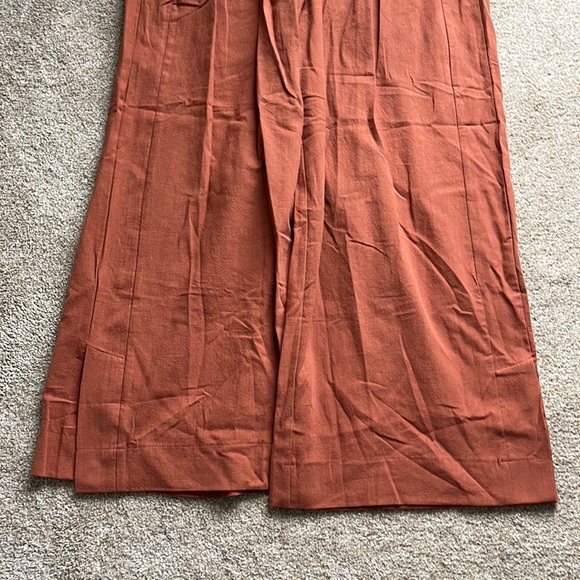 Halara High Waisted Plicated Split Hem Wide Leg Palazzo Capri Pants Medium Rust - Picture 10 of 11